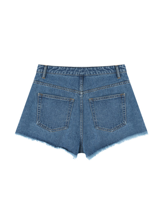 Vintage Wash High Rise Denim Shorts