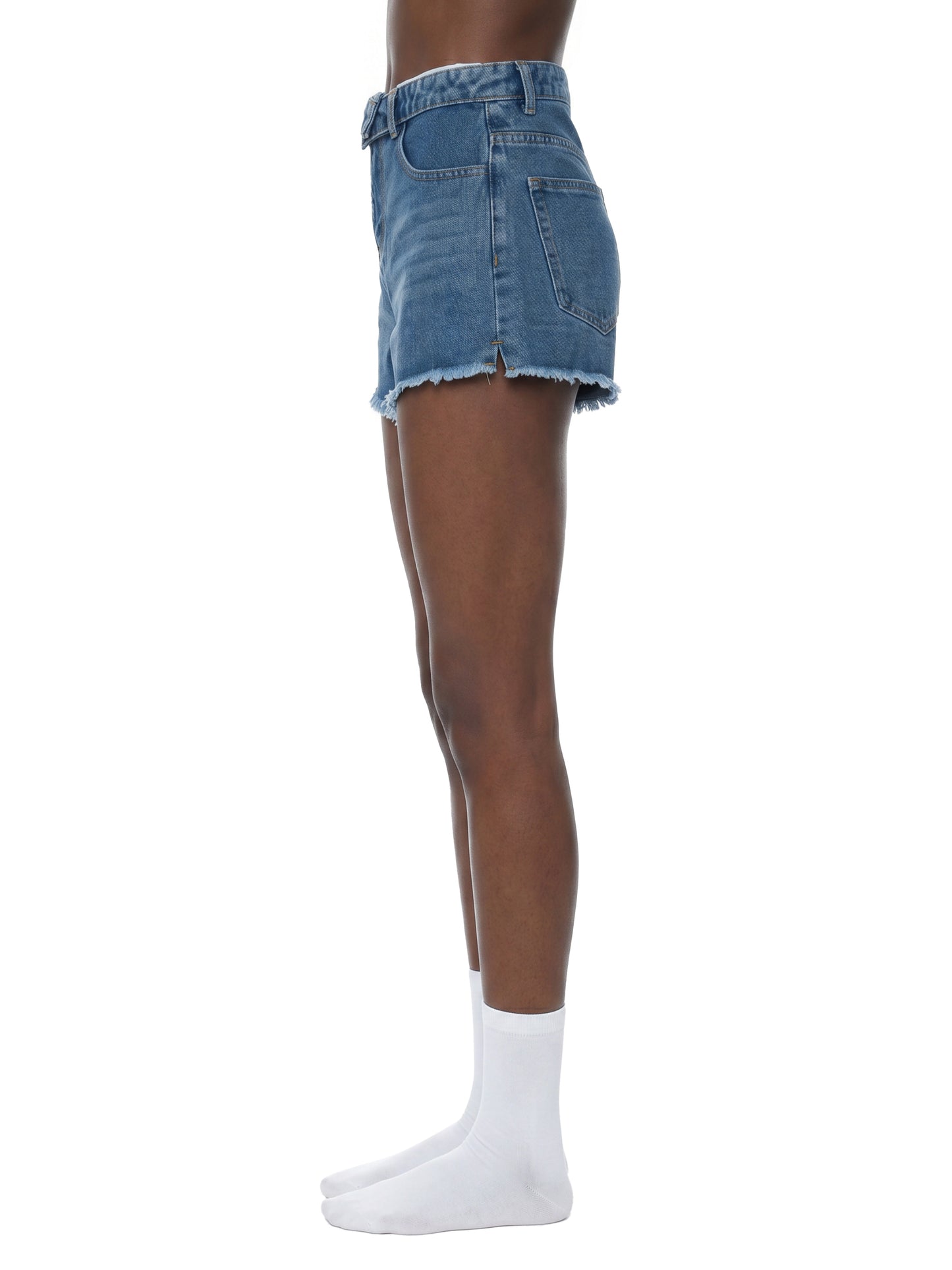 Vintage Wash High Rise Denim Shorts