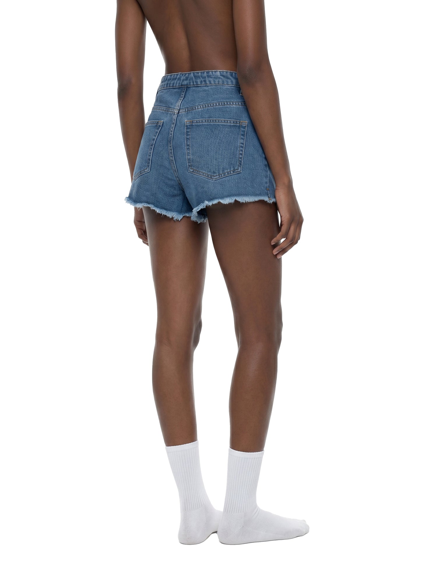 Vintage Wash High Rise Denim Shorts