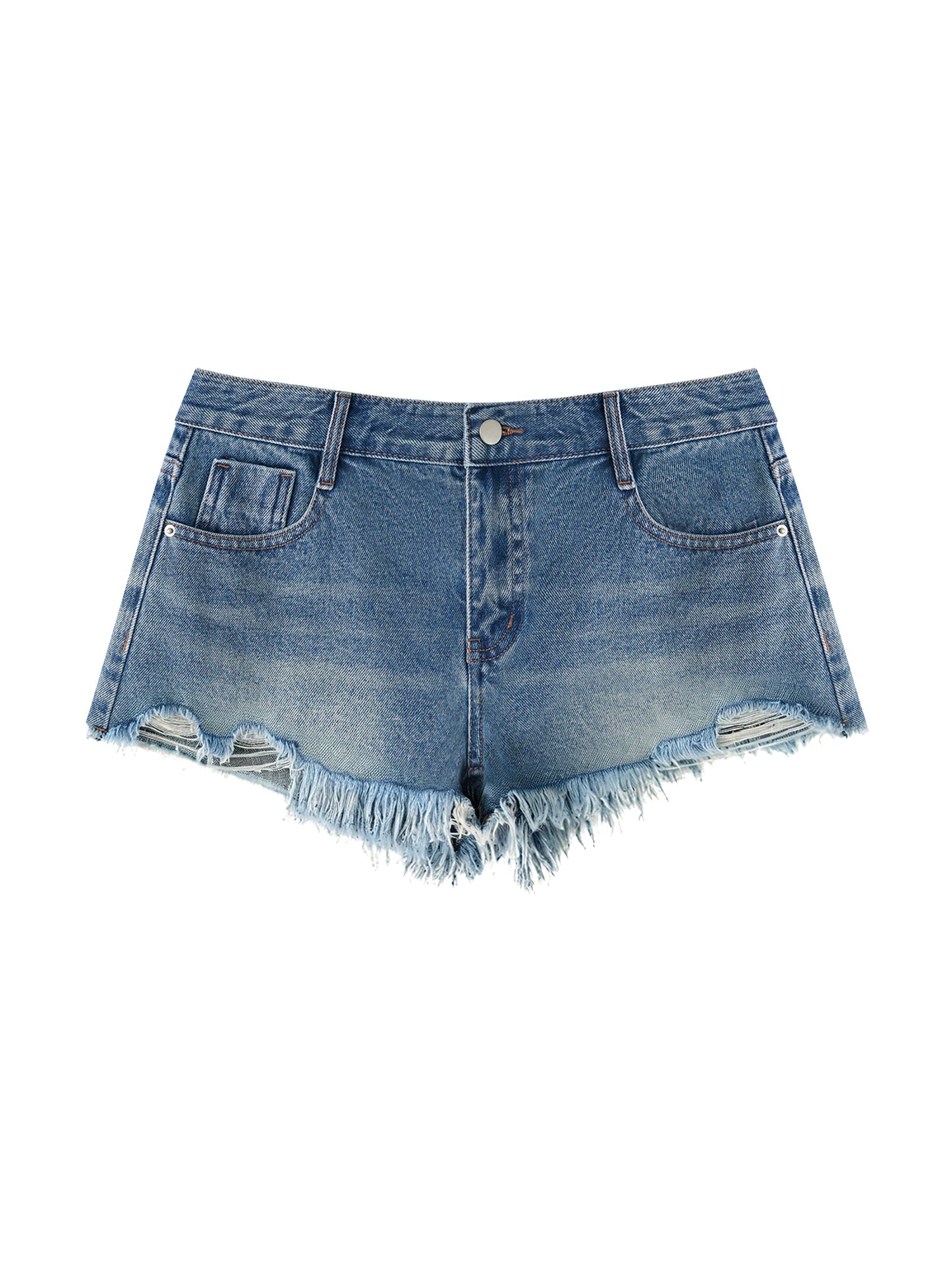 Vintage Wash Raw Hem Denim Shorts