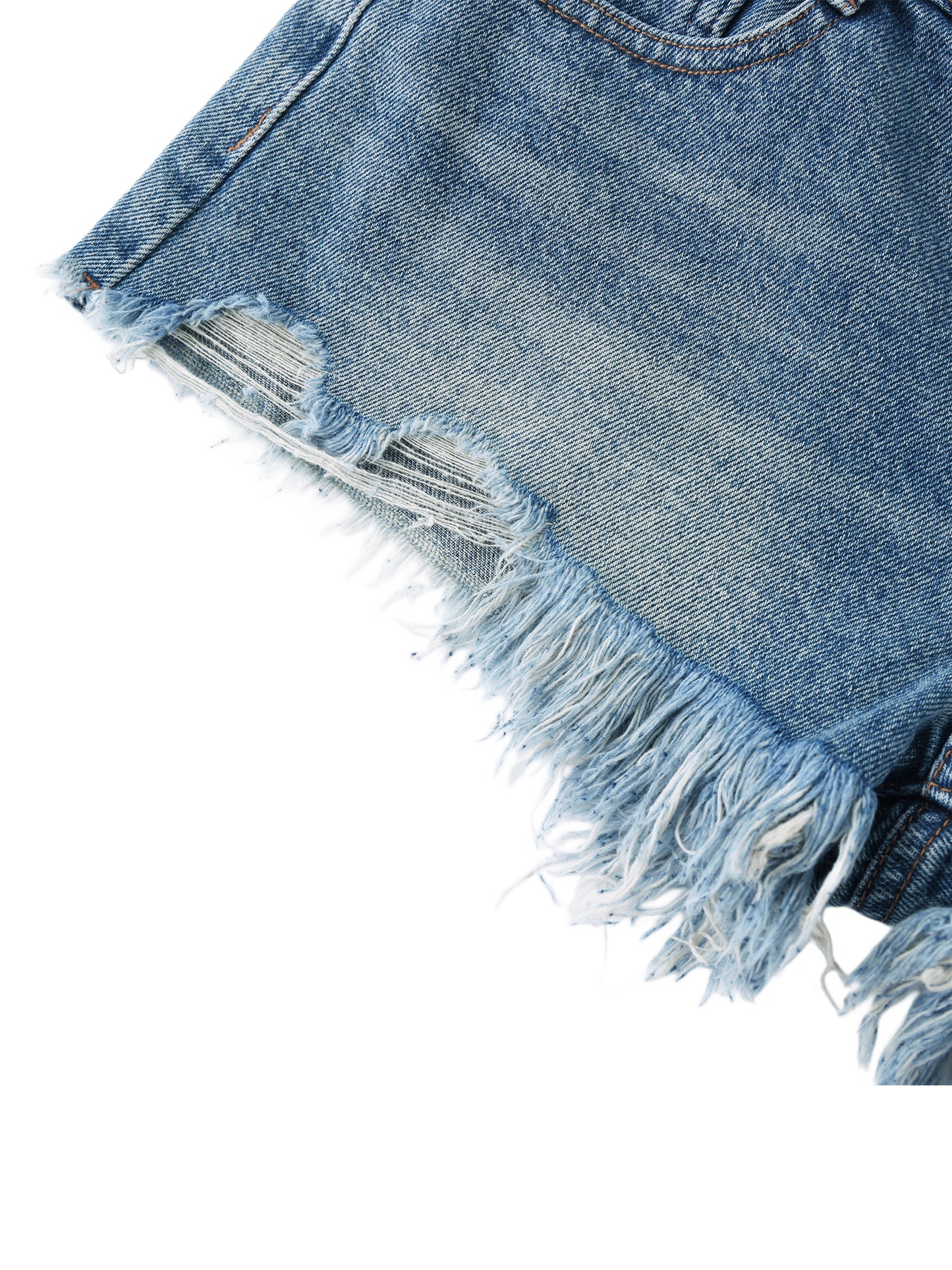 Vintage Wash Raw Hem Denim Shorts