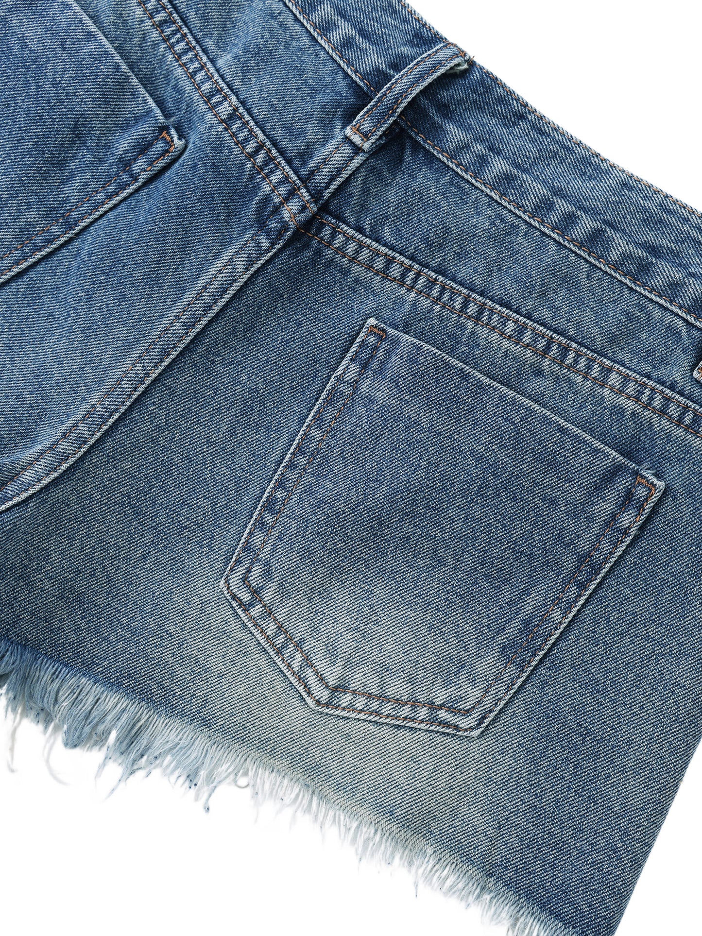 Vintage Wash Raw Hem Denim Shorts