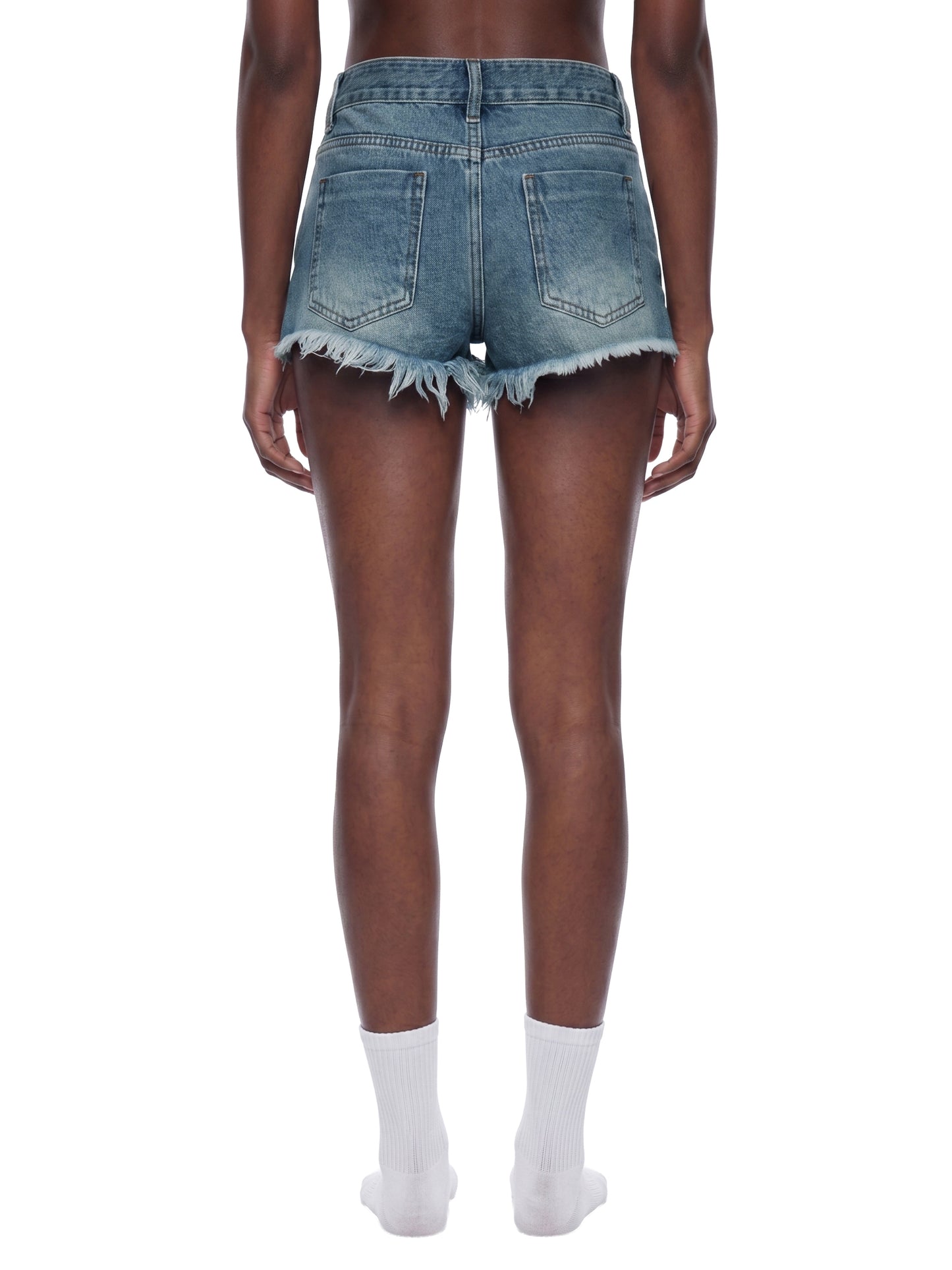 Vintage Wash Raw Hem Denim Shorts
