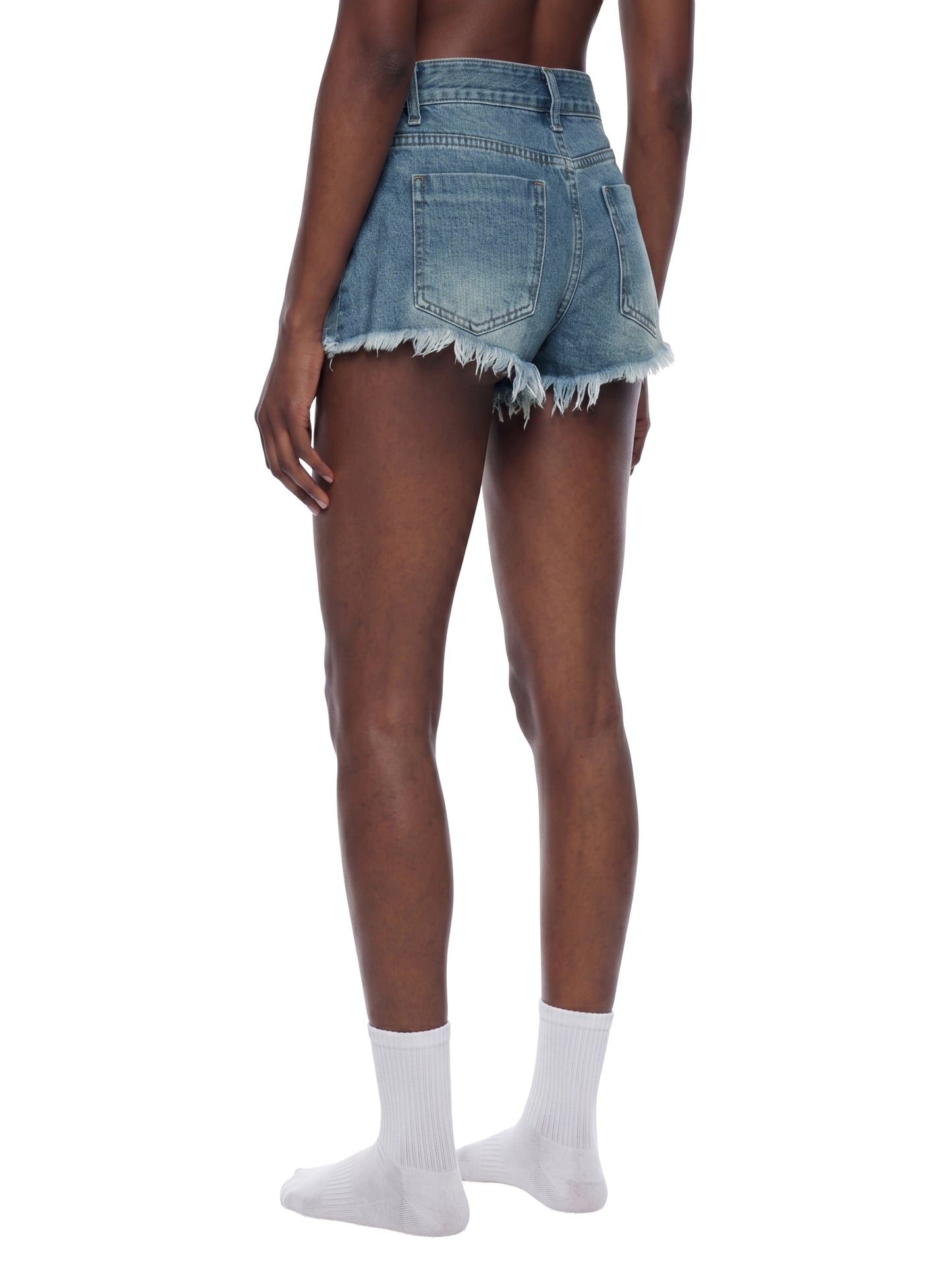 Vintage Wash Raw Hem Denim Shorts