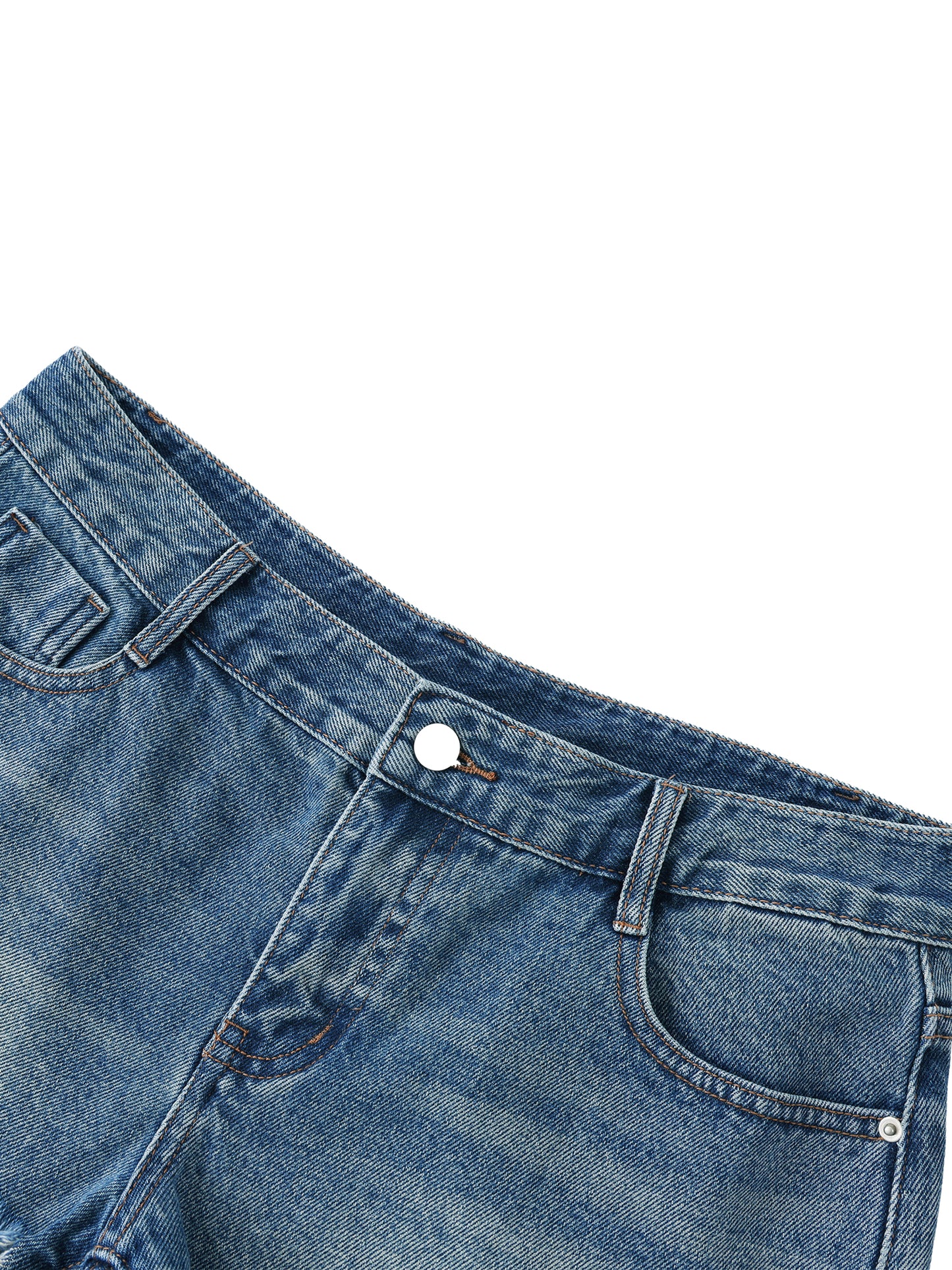 Vintage Wash Raw Hem Denim Shorts